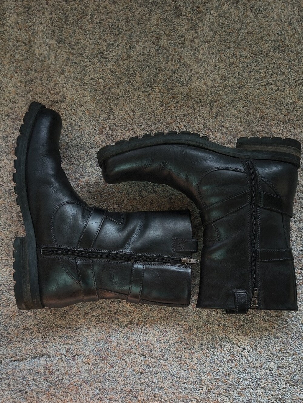 Men's Black Leather Mid-Calf Boots Size 11 - Picture 3 of 7